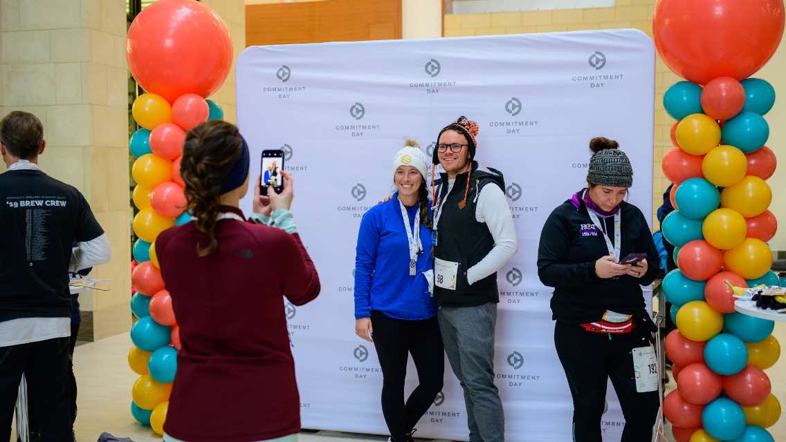 People at post-race celebrations for Commitment Day 5k. 
