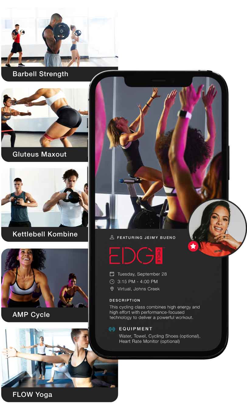 image of cell phone, with multiple on-demand classes